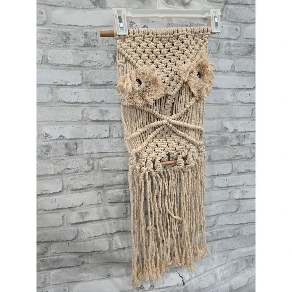 Owl Macrame Wall Hanging Handmade Woven Tapestry Boho Art Home Decor Tassel 70s
